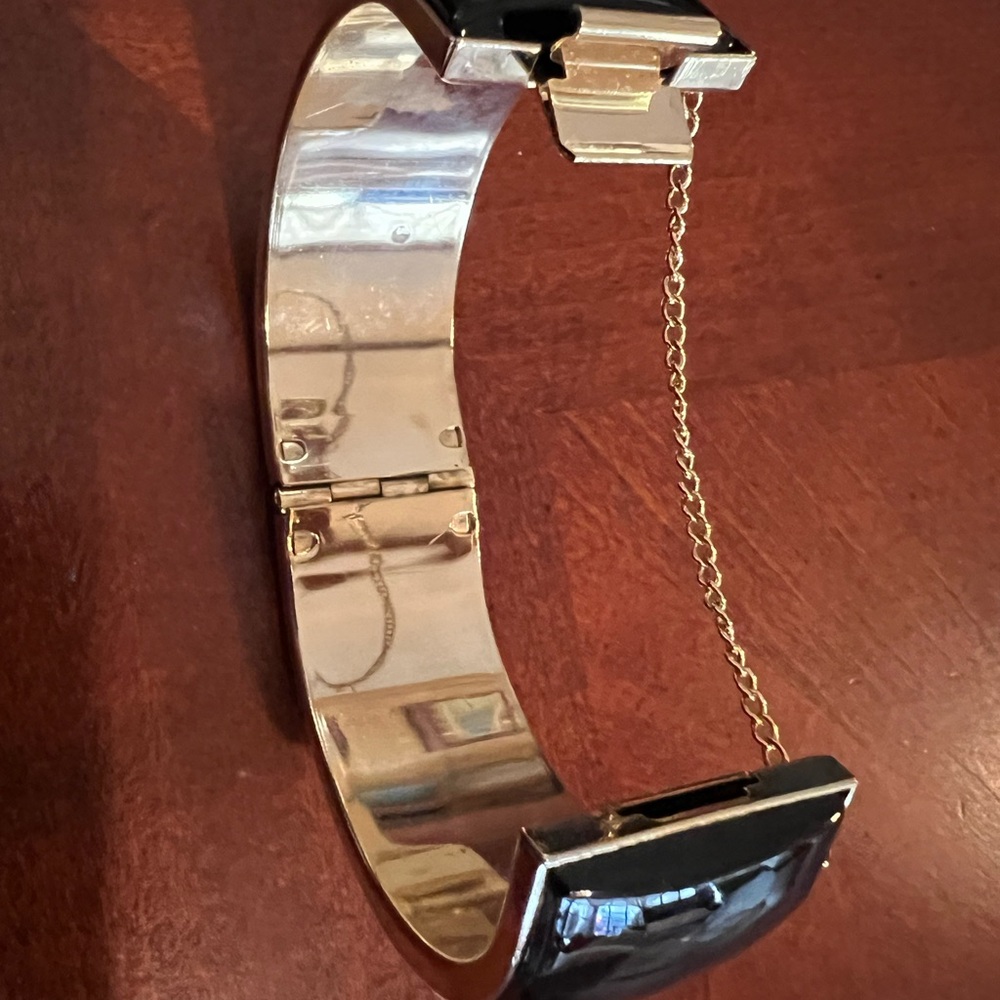 Vintage Gold and Black Hinged Bracelet